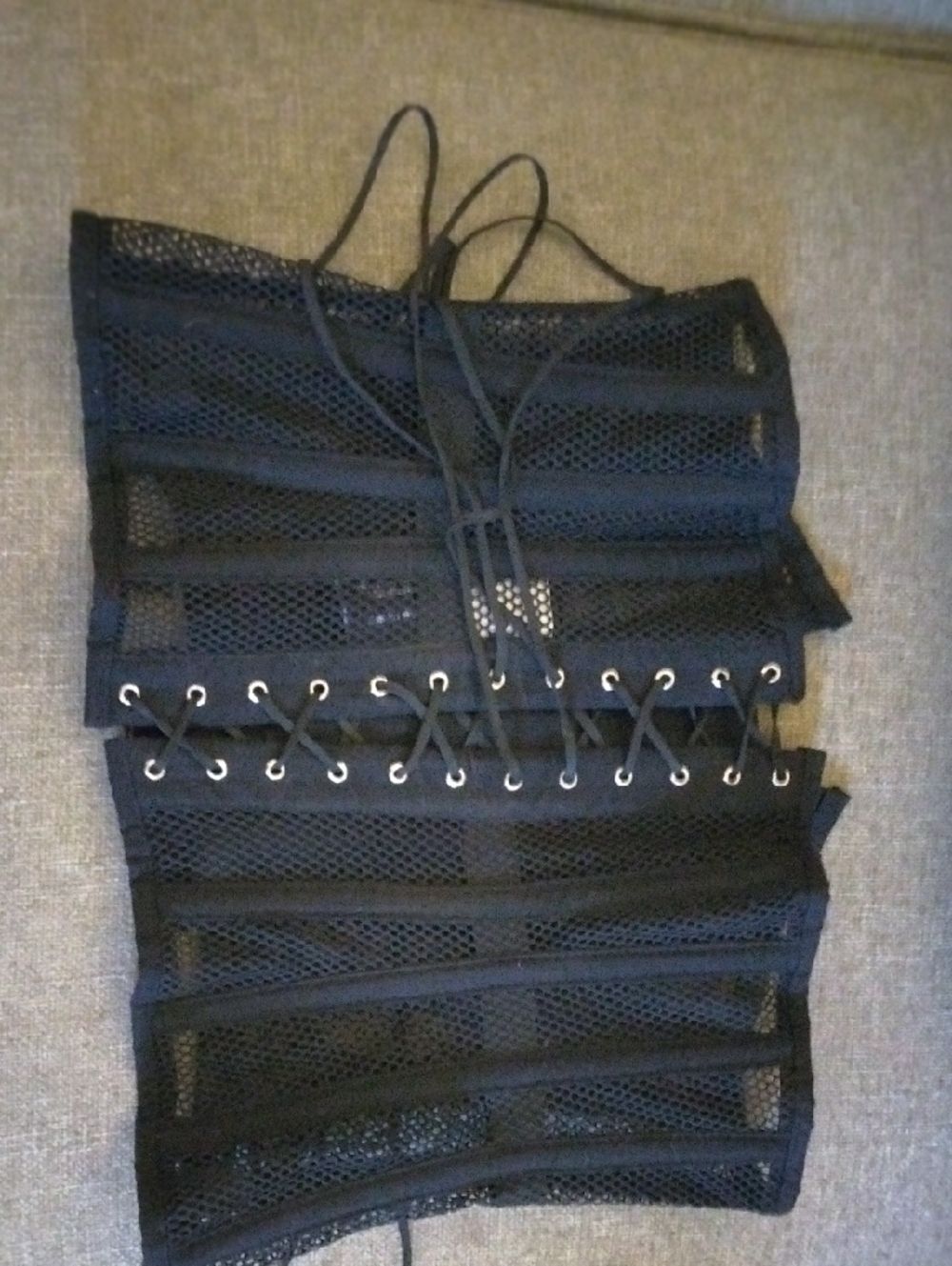 Orchard Corset Black Mesh Waist Cincher Metal Bone Corset - Picture 3 of 3
